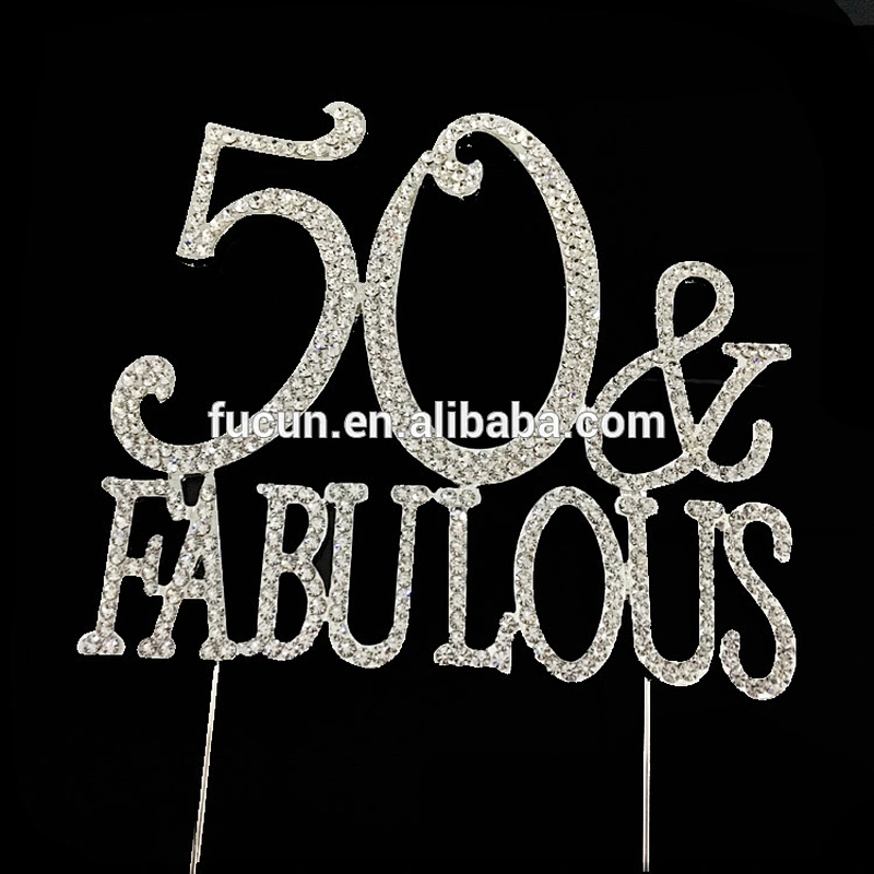 Hot sale Wholesale Wedding centerpieces silver crystal 50 fabulous cake topper