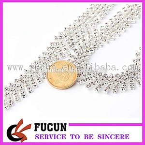 Clear Crystal Applique Bridal Costume Rhinestone Chain Sewing Craft Trim