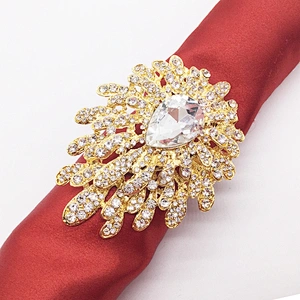 Custom Wedding Brass Gorgeous Gold Vintage Jewelry Crystal Rhinestone Napkin Ring