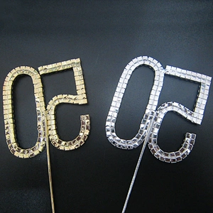 Crystal Rhinestone Shinning Number Cake Topper Birthday Cupcake Decorations