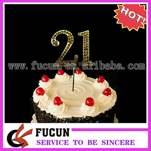 No.15 Gold Rhinestone NUMBER CAKE TOPPER for Birthday, Anniversary, Quinceanera, Sweet Sixteen, and Special Event