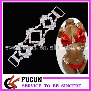Alibaba crystal rhinestone bikini/swimwear connectors/Rhinestone connector hot sell