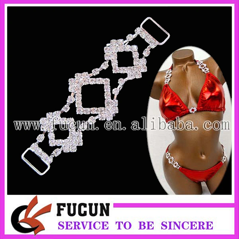 Alibaba crystal rhinestone bikini/swimwear connectors/Rhinestone connector hot sell