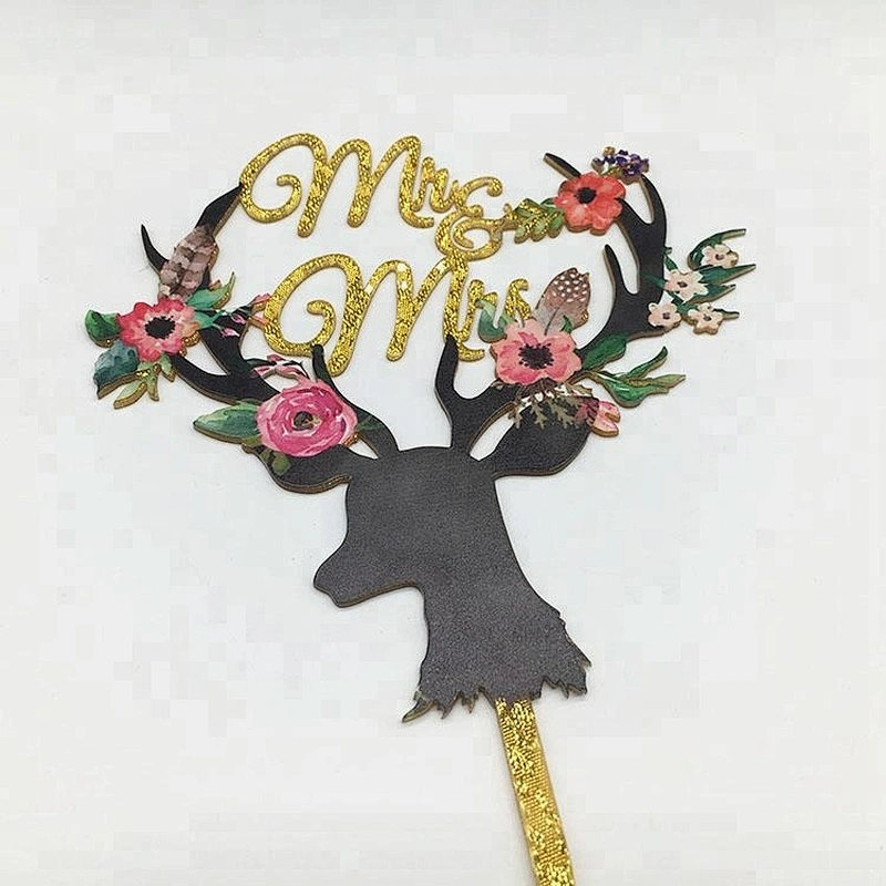 China Amazon hot sale new design acrylic glitter cake topper for wedding