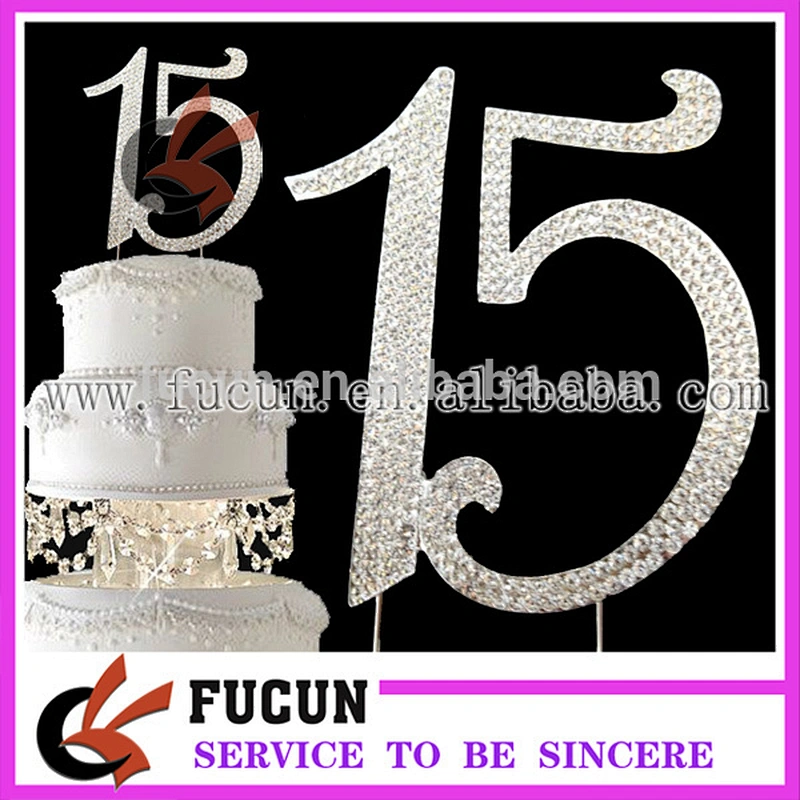 silver rhinestone number crystal cake topper birthday party /wedding supplies wholesale china