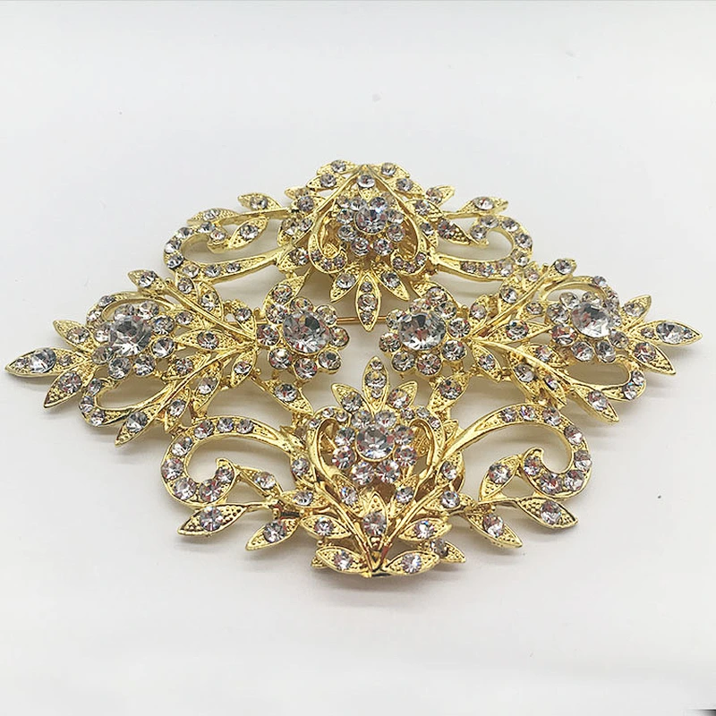 vintage wedding dress decoration large style gold crystal jewelry brooches in bulk 2019