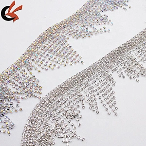 fringe crystal rhinestone applique trim tassel strass patches trimmings
