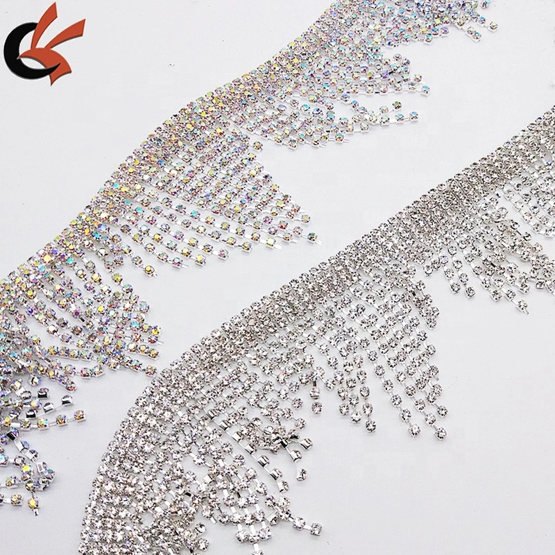 fringe crystal rhinestone applique trim tassel strass patches trimmings