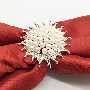 Wedding Christmas Wholesale Pearl beaded napkin rings Thanksgiving napkin holders