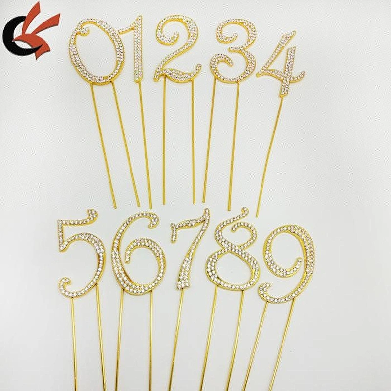 Wholesale 4.7inch  Clear Rhinestone Gold Number 16 Cake Topper for Anniversaries Cake Decoration