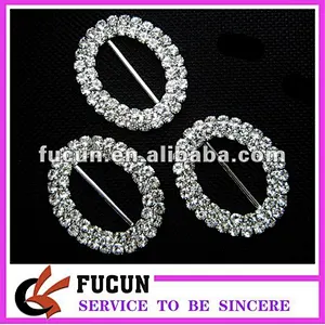 double row oval shape rhinestone ribbon buckles