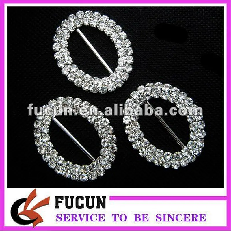 double row oval shape rhinestone ribbon buckles