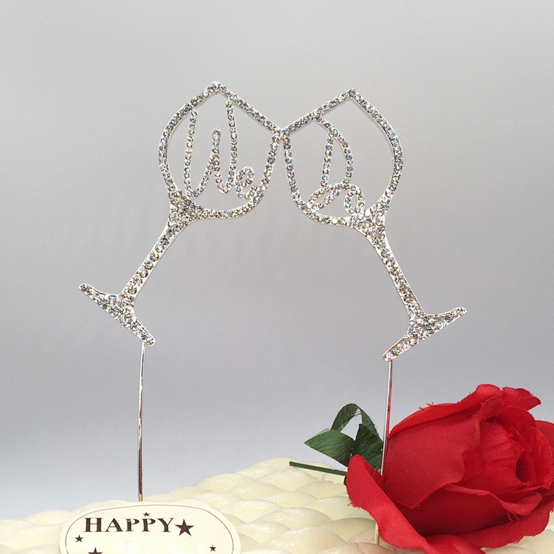 exquisite wedding red wine glass WE DO rhinestone cake topper