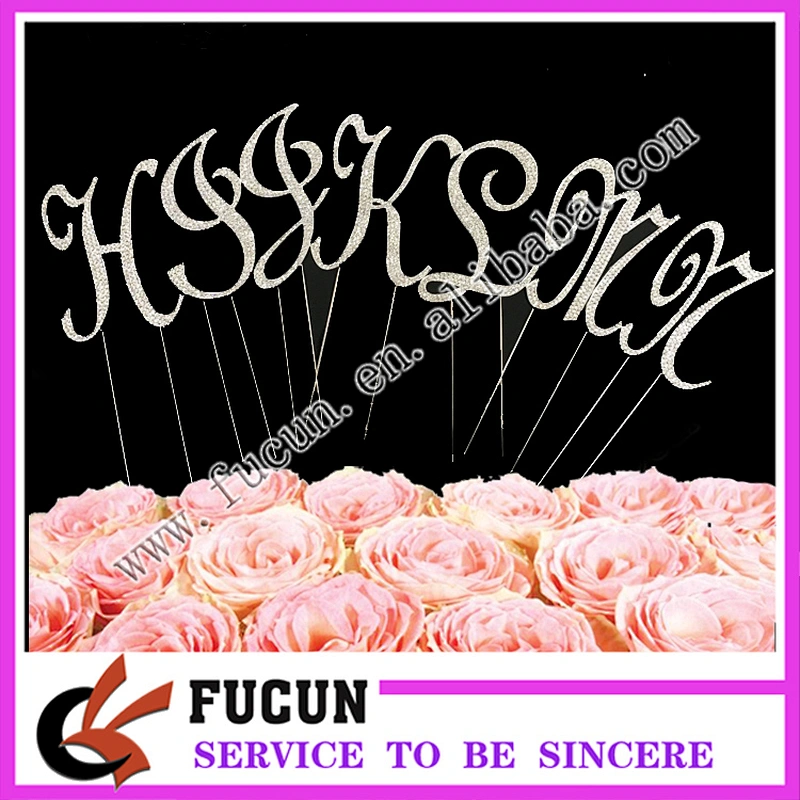 New product 2019 wholesale birthday favor items rhinestone letter wedding  cake topper