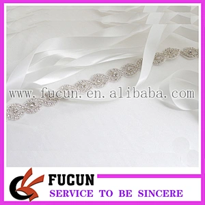 Hot sale diamond fabric trimming,crystal rhinestone sash appliques lace ribbon for wedding dresses decorations
