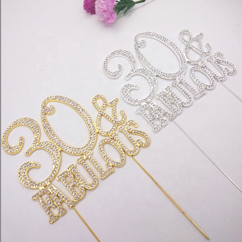 Birthday cake decorative accessories 30 & FABULOUS Crystal Rhinestone Cake Topper