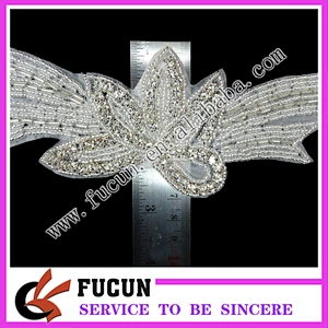 Fashion Wedding Rhinestones Applique Trimming/Bridal Sash Embroidery Designs