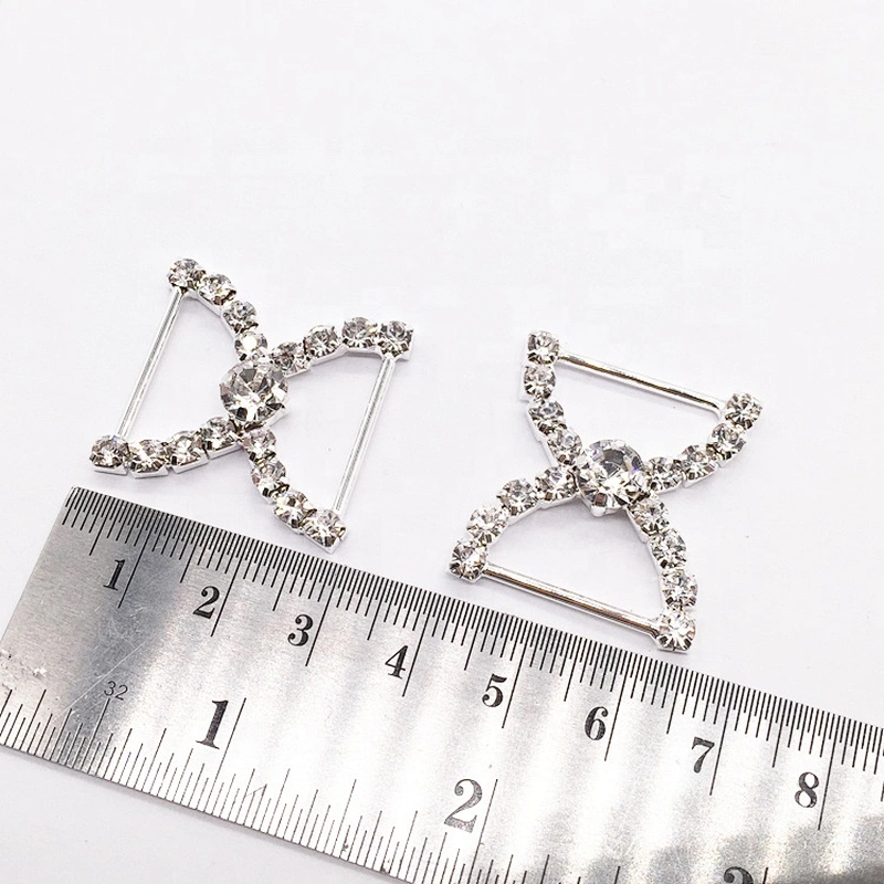 Fancy Diamante Rhinestone Buckle Bikini Bra Bow Rhinestone Connector For Swimwear