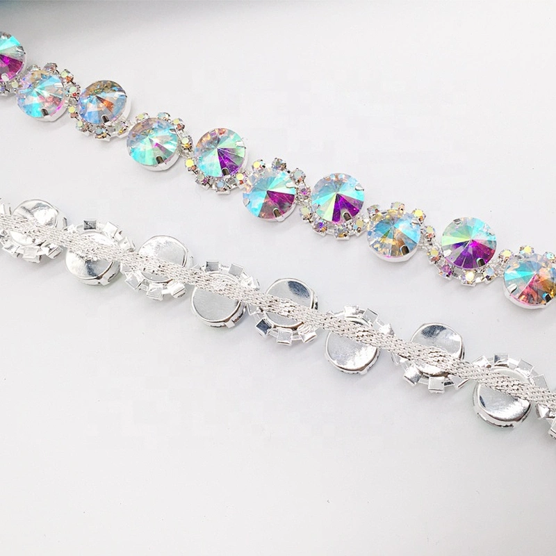 High Quality Gold Metal Rhinestone Bridal Silver Chain Crystal Glass Trimmings