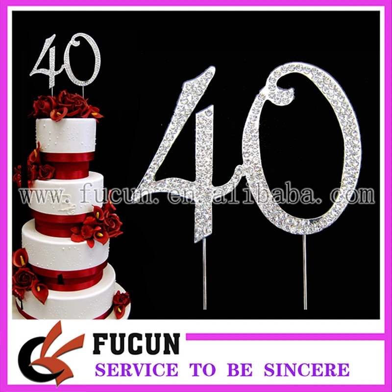 plating gold clear rhinestone number 60 wedding anniversary cake topper