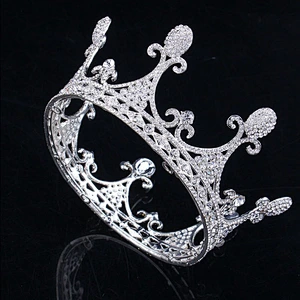 Retro Palace Style Sparkle  Rhinestone silver Baroque King Tiara  Crown