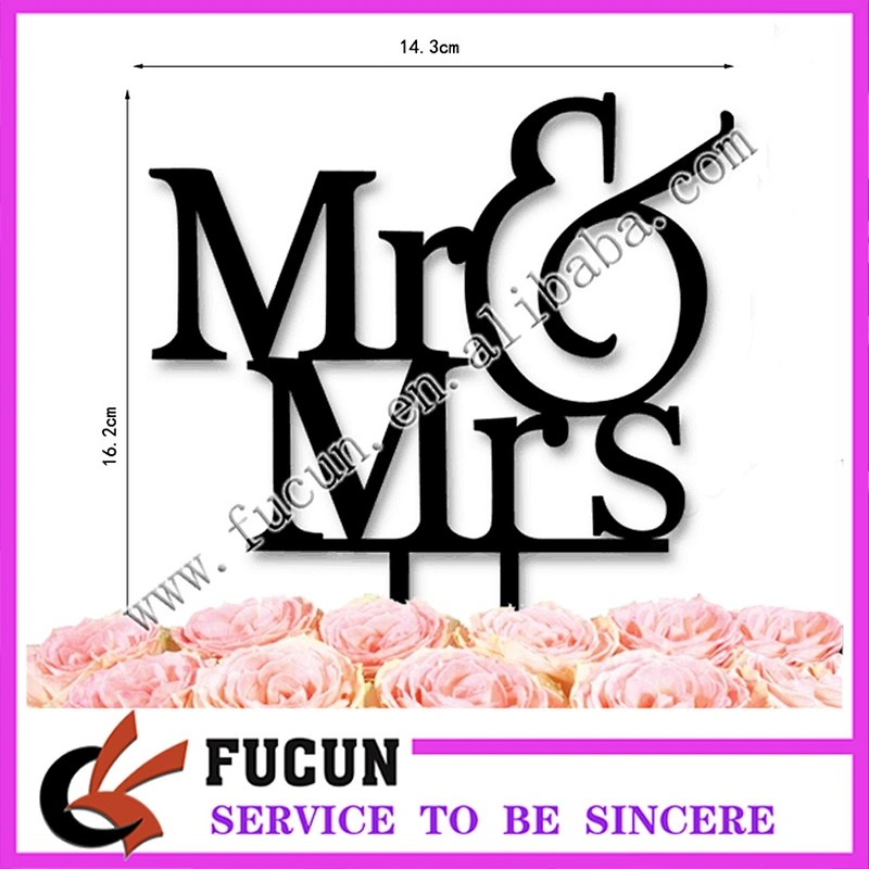 wholesale Event party Unique design double heart wedding souvenirs black acrylic cake topper