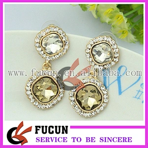 latest fashion design dubai gold plated rhinestone earrings jewelry China wholesale