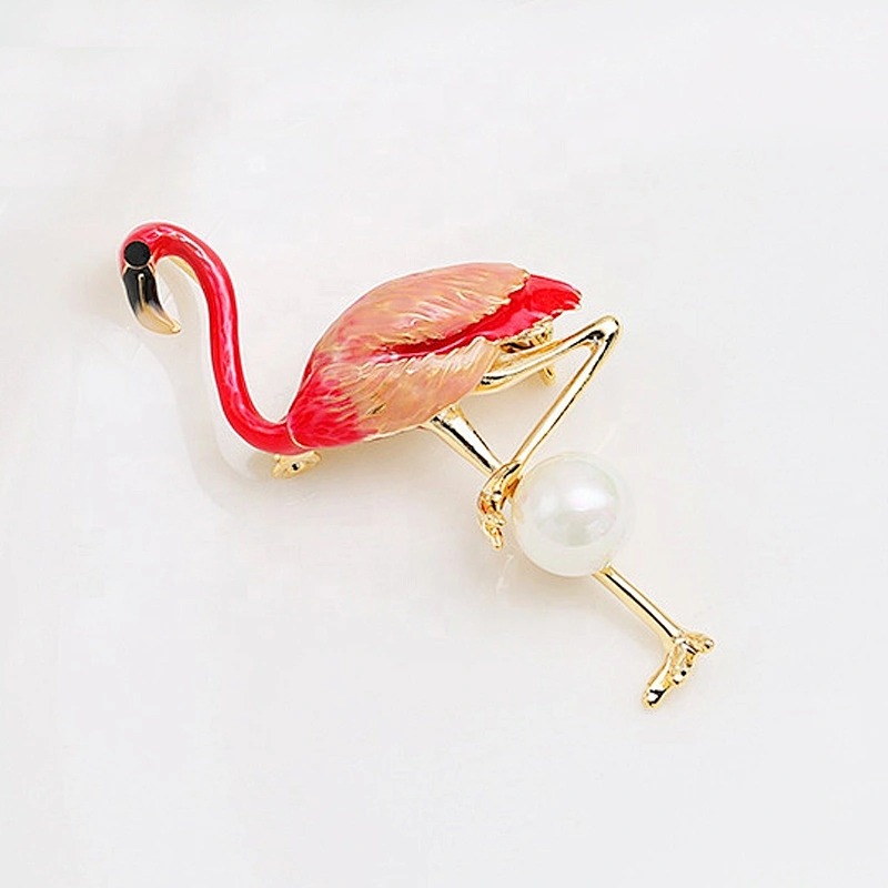 China Wholesale Latest Wedding Favor Design Enamel Flamingo Animal Brooch Pin