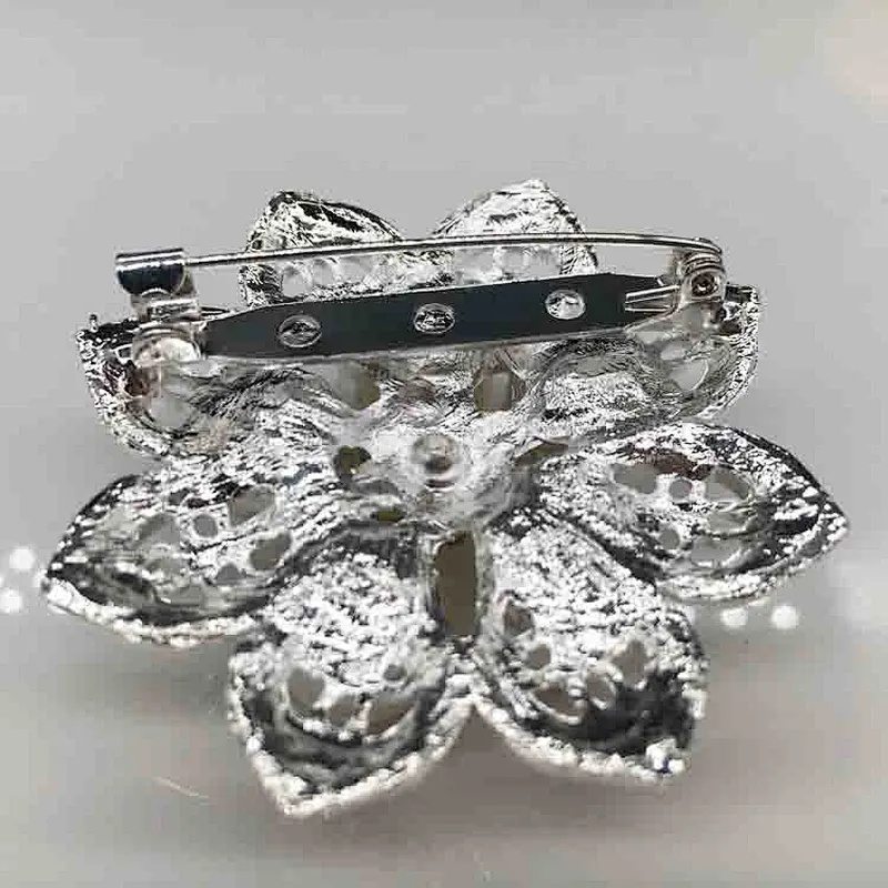 2019 fashion hot sale silver metal wedding jewelry  rhinestone brooch