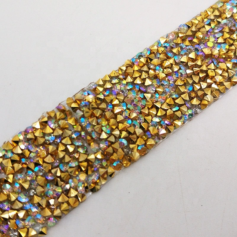 wholesale Iridescent chaton rhinestone crystals on iron-on film  resin trimming