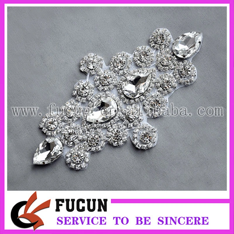 Sew on DIY glass and rhinestone applique bead lace