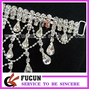 Fashion decorative metal bikini accessory crystal rhinestone bikini connector for swimwear