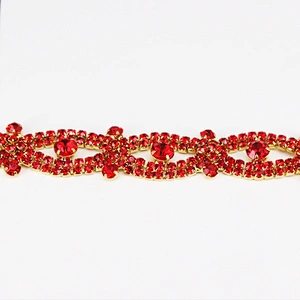 Best selling high-grade red rhinestones diy handmade dress belt diamond glass chain trims