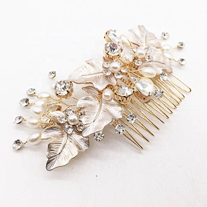 top seller 2019 trending styling hair comb wedding curly hair rhinestone bead comb factory price
