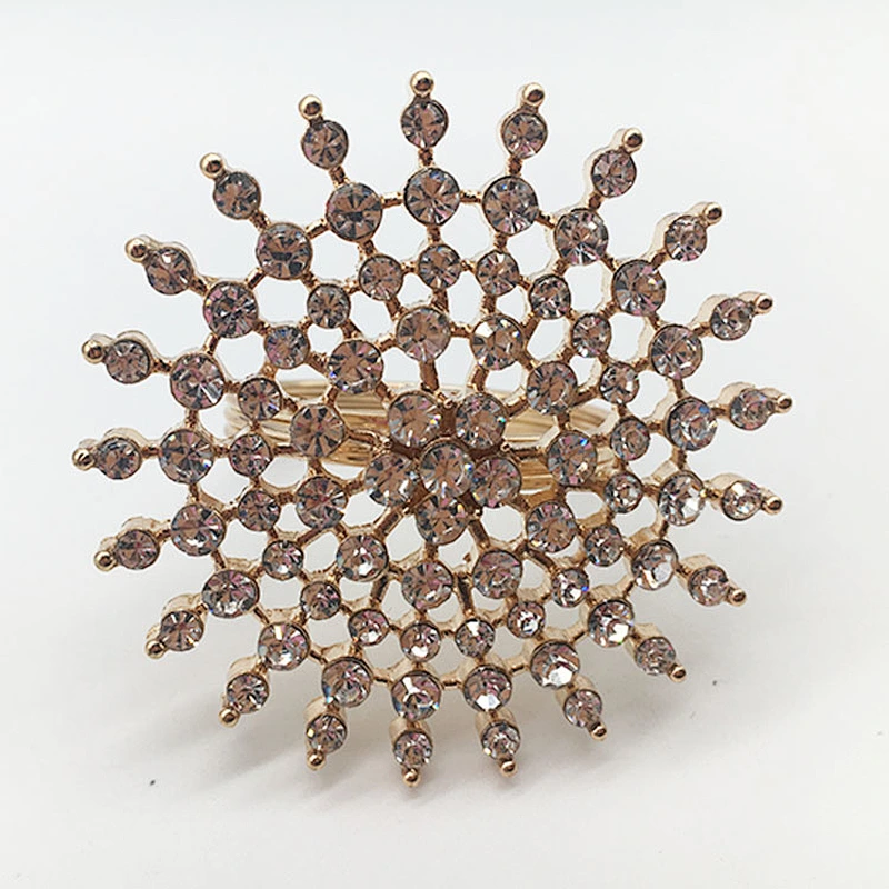 wholesale fashion metal gold plating wedding crystal napkin ring