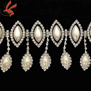 wedding decoration Pearl and Rhinestone Pendent chain trimming