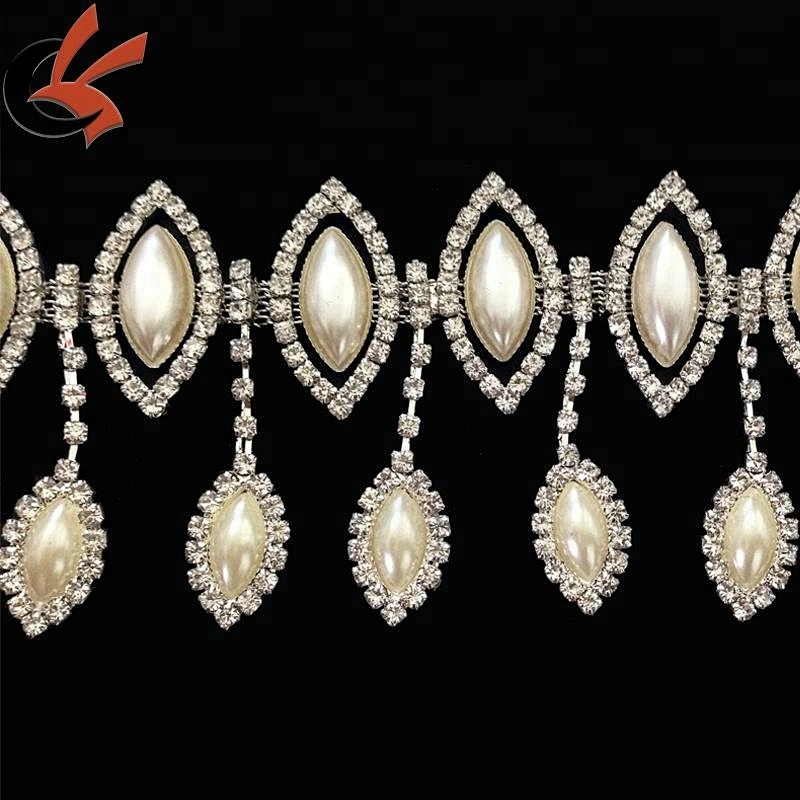 wedding decoration Pearl and Rhinestone Pendent chain trimming