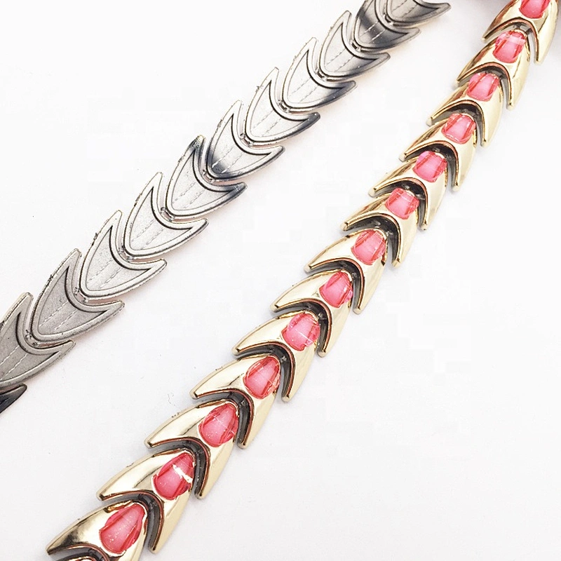 Customs Handmade Garment Gold Flexible Plastic Base Trimming Pink Gem Rhinestone Trims