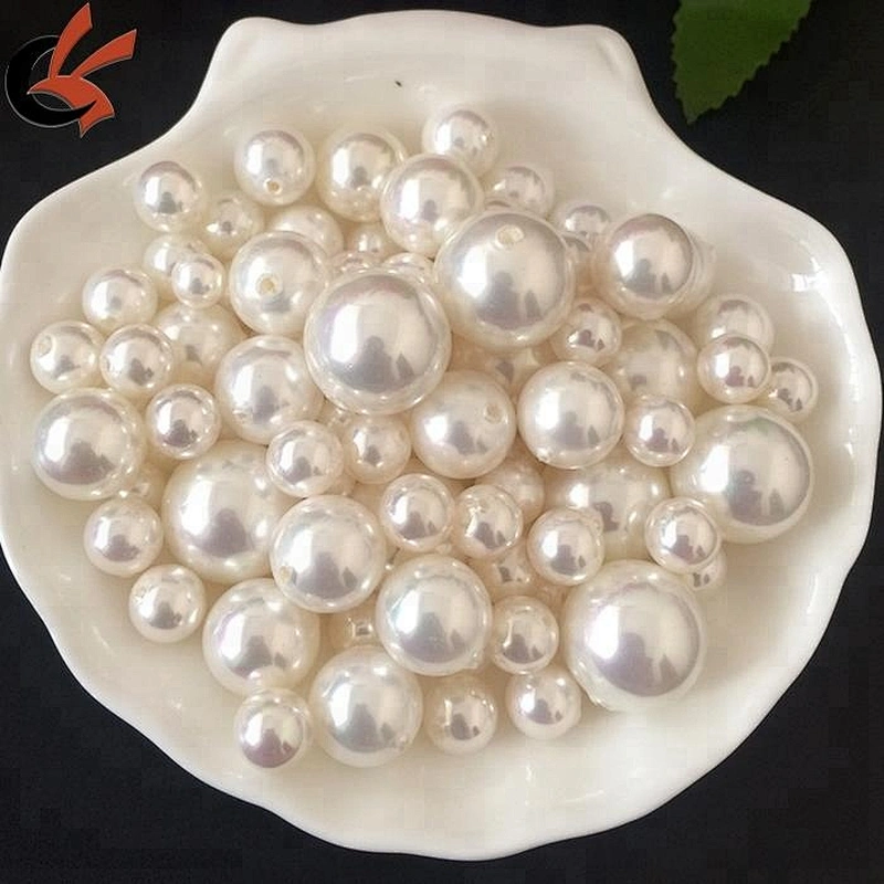 wholesale ivory faux pearl plastic pearl beads with hole or without hole