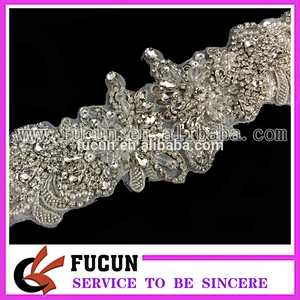 Gorgeous Bridal Applique Pearl Diamante Applique Beaded Motif Rhinestone Trim