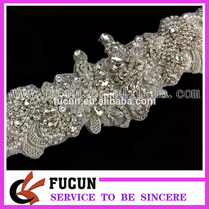 Gorgeous Bridal Applique Pearl Diamante Applique Beaded Motif Rhinestone Trim