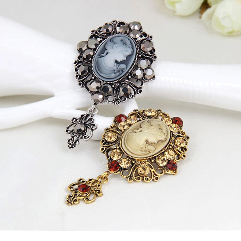 Hot sale bulk women costume antique engrave image brooches