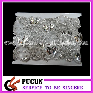 Wedding Rhinestones Applique Trimming/Bridal Sash Embroidery Designs for women dresses