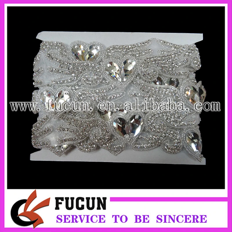 Wedding Rhinestones Applique Trimming/Bridal Sash Embroidery Designs for women dresses