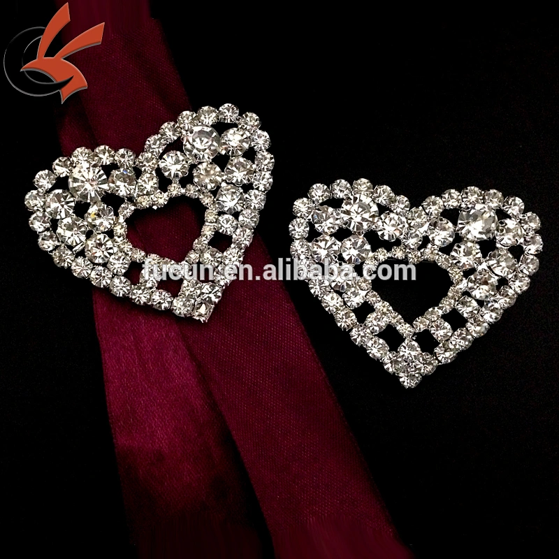 Stylish Jewelry Double Heart Shape Full Rhinestone Brooch Gift