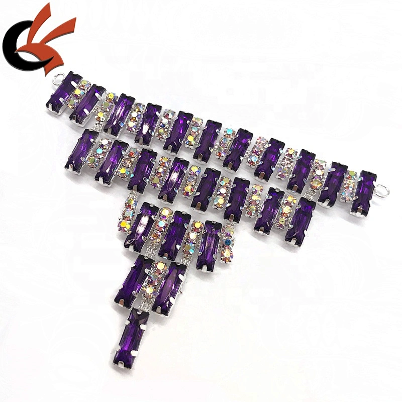 wholesale shinning purple rhinestone cyrstal appliques for bikini decoration