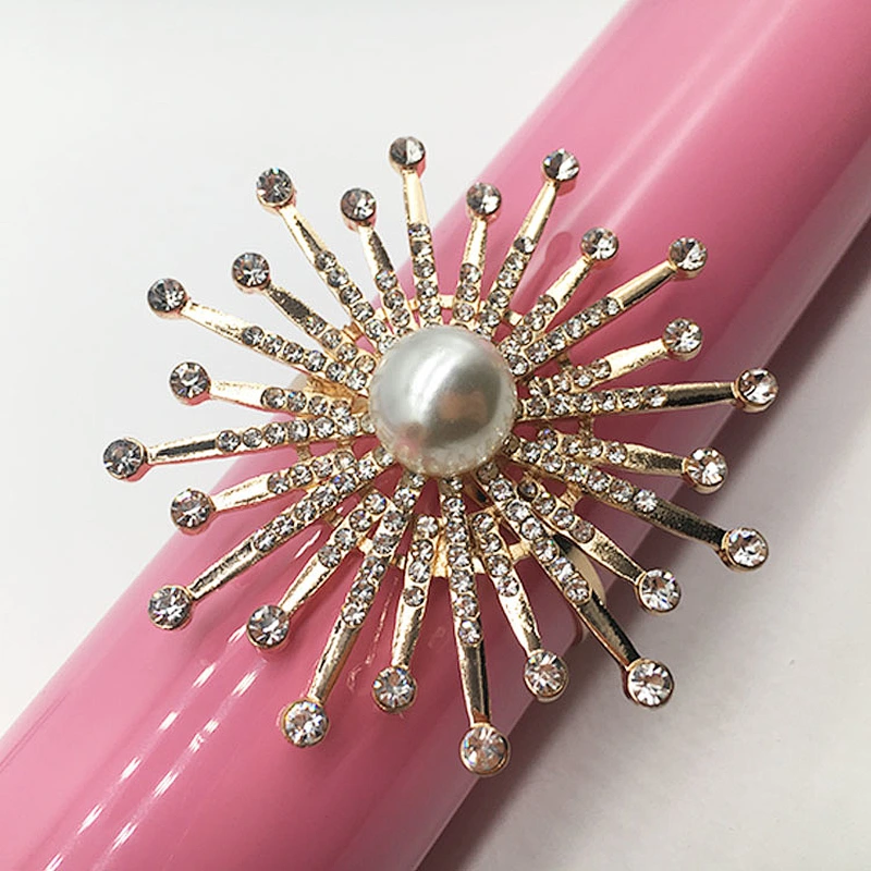 Eco-Friendly napkin rings table decoration & accessories gold plated crystal pearl napkin rings