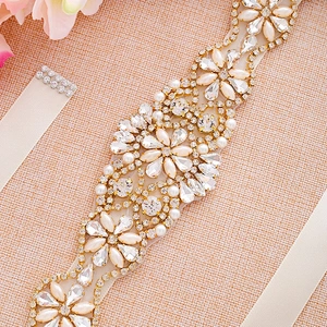 2019 top Sale Decorations Sew On Rhinestone Trimming /rhinestone Applique For Wedding Dress