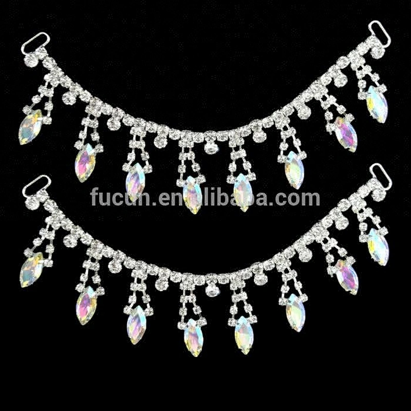 china Custom Long Metal crystal rhinestone bikini connectors