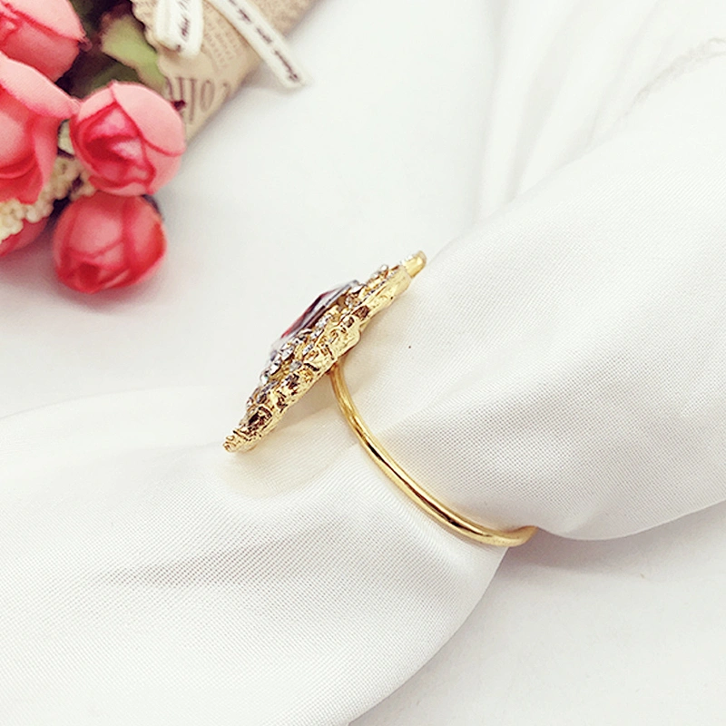 wholesale metal gold rhinestone napkin rings wedding